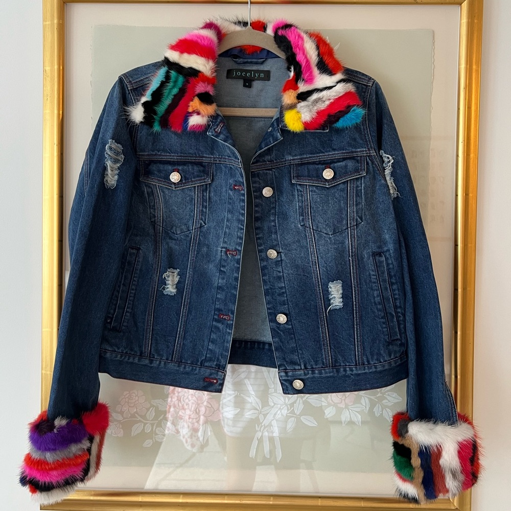 Jocelyn Mink Fur Lined Denim Jacket